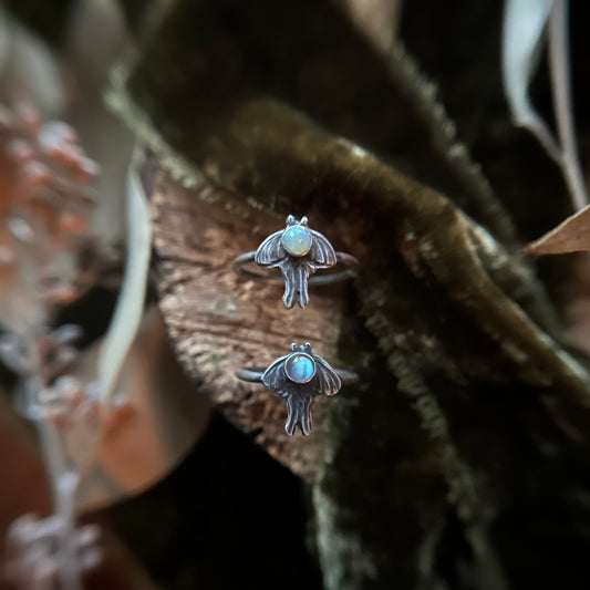 Ready to ship Luna Moth Rings- assorted gemstones- sterling silver jewelry