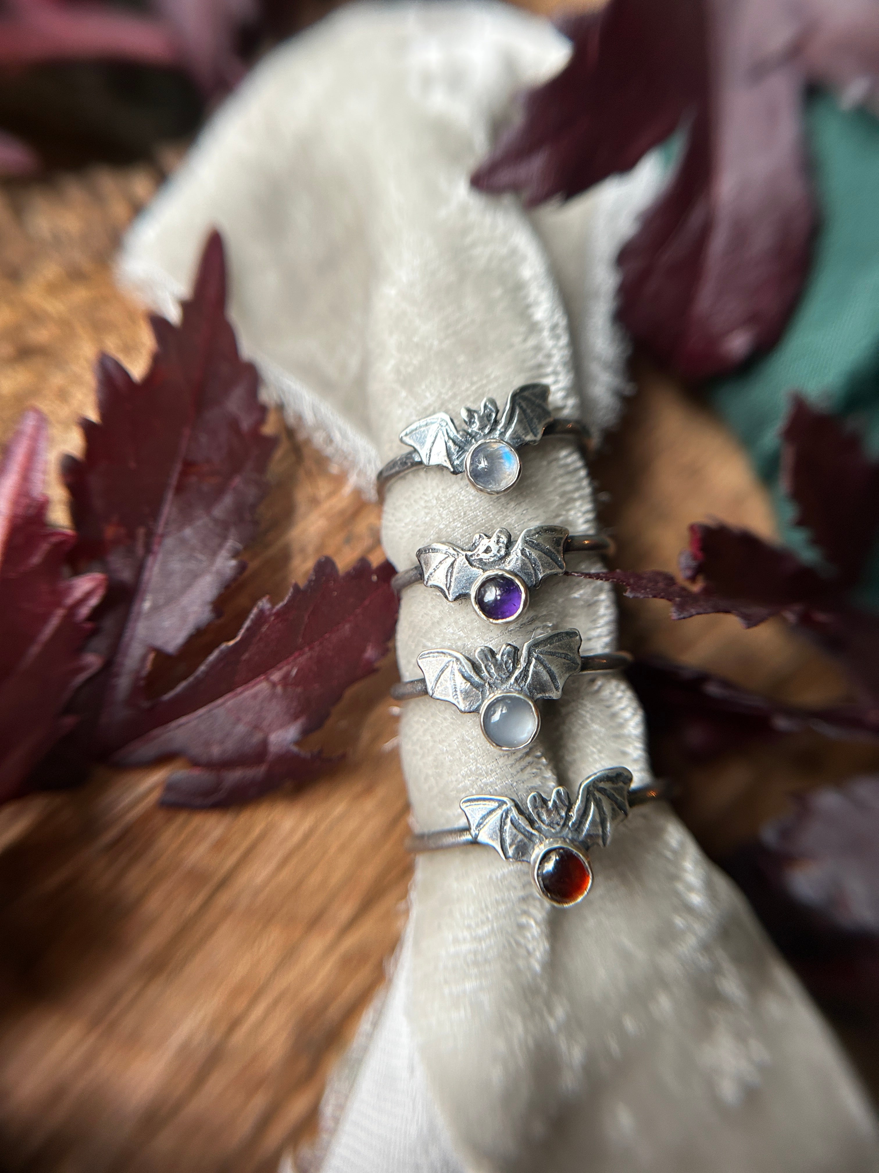 Ready to ship bat ring- assortment of sizes and gemstone jewelry – Cyan Owl
