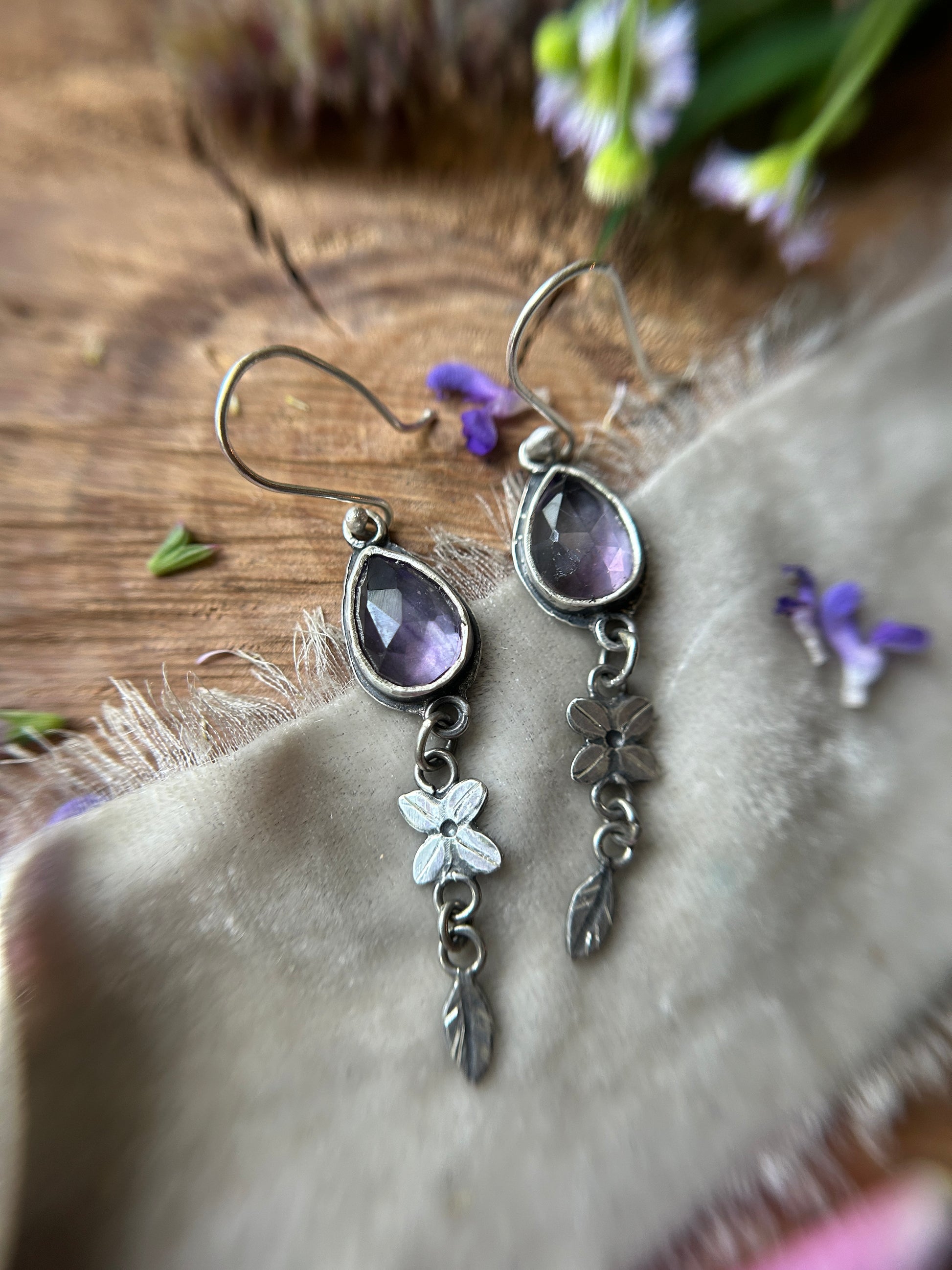 Lilac Drop Earrings- light purple amethyst sterling silver dangle