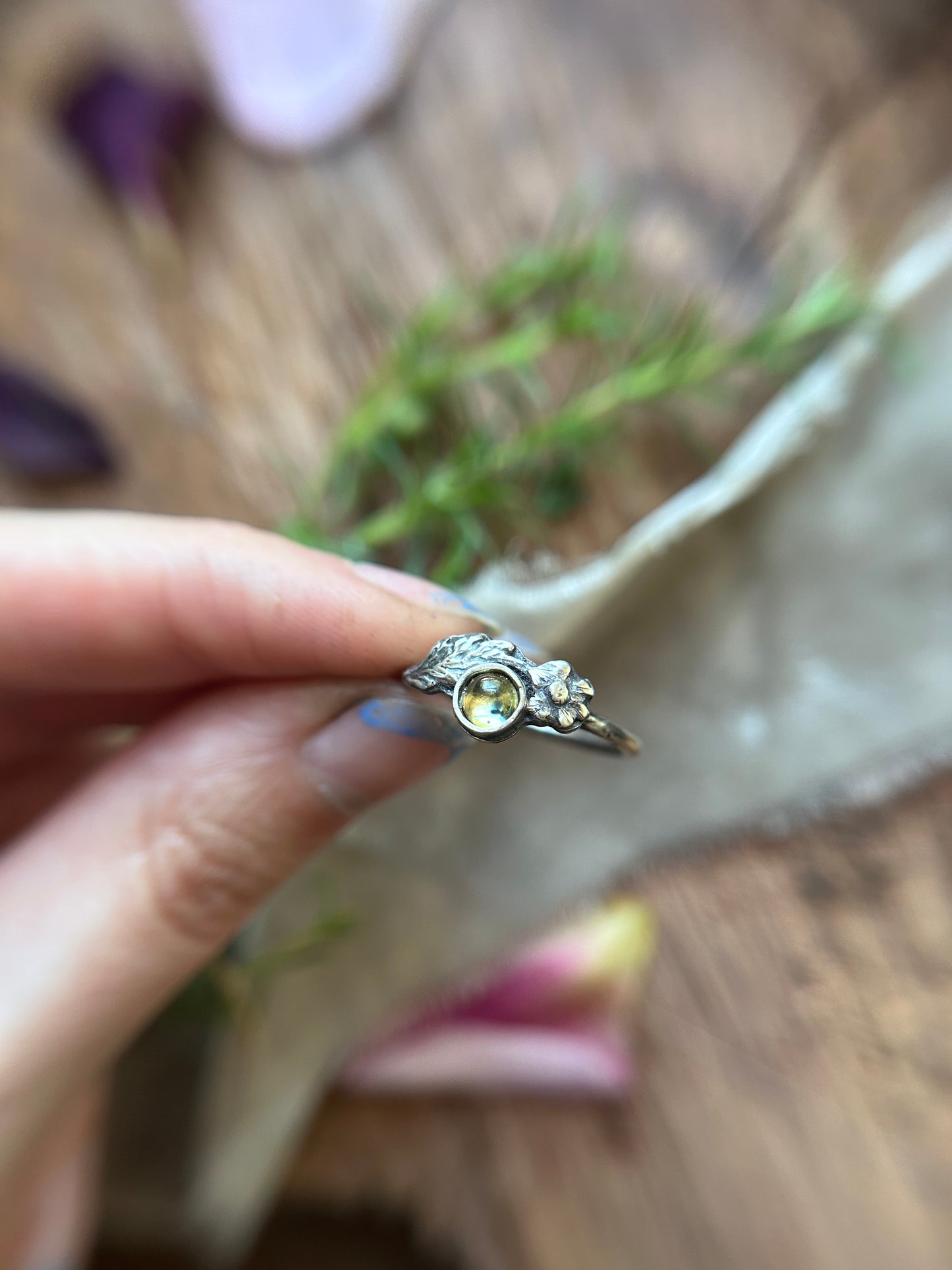 Poppy flower songea sapphire ring- Sterling silver jewelry