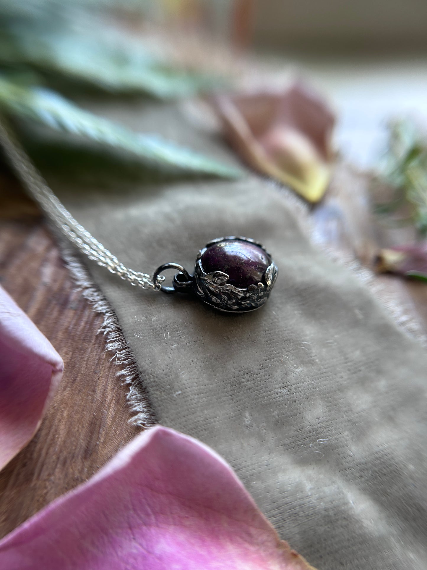 Star ruby strawberry necklace- Sterling silver jewelry