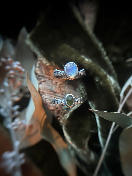 ready to ship Lily of the Valley ring- assorted gemstones- sterling silver jewelry