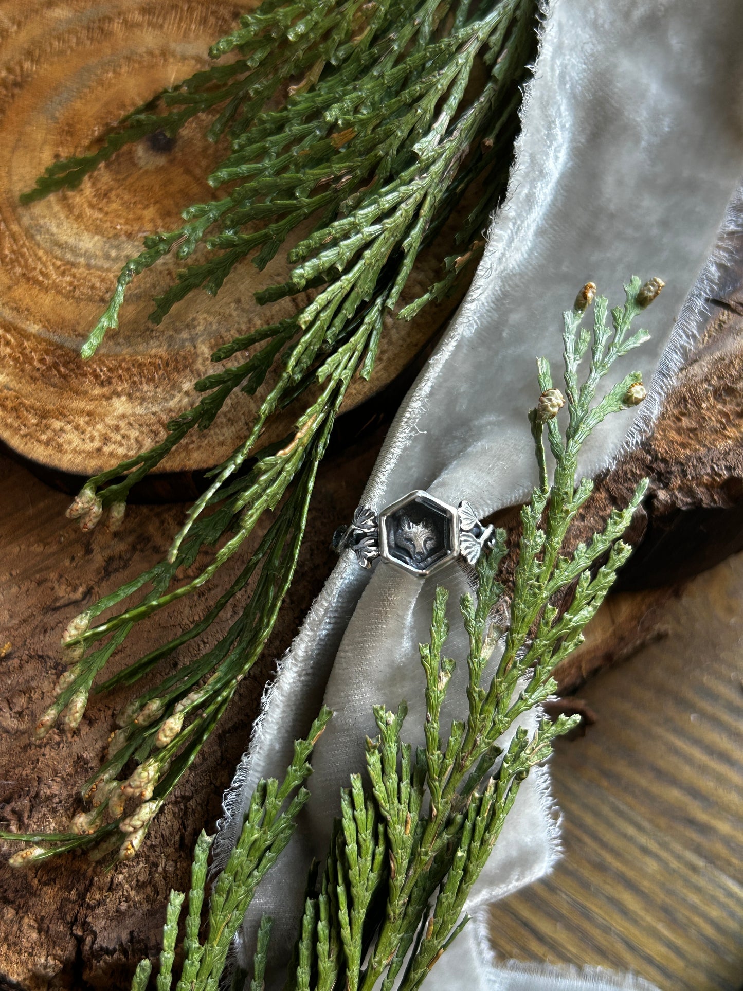 Fox in the Ivy Garden Ring- Sterling silver jewelry made to order