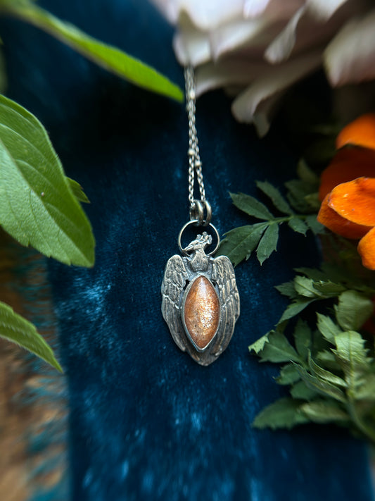 Phoenix Sunstone Necklace- sterling silver jewelry