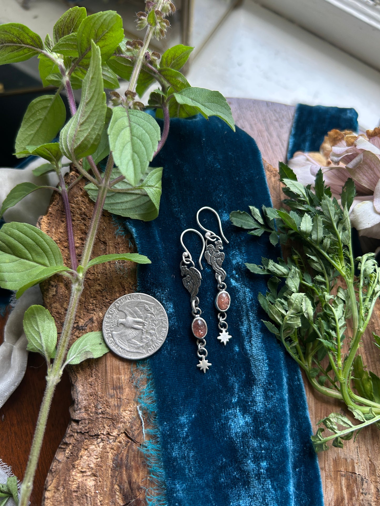 Phoenix Fire Earrings- sunstone and sterling silver jewelry