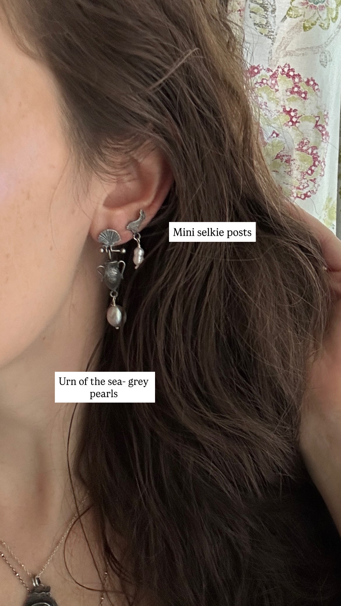 Urn of the Sea Earrings- baroque pearl drop sterling silver jewelry