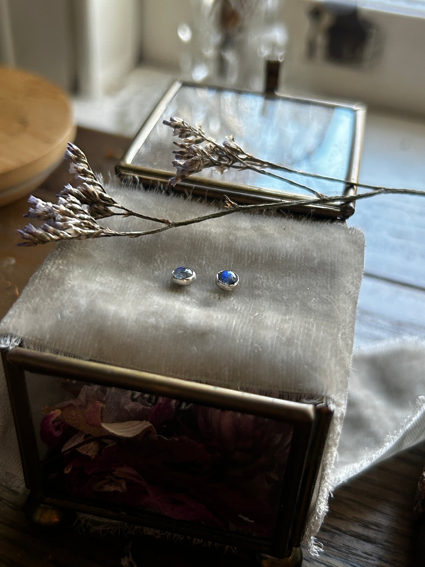 Everyday gemstone post earrings- choice of gemstone Sterling silver jewelry