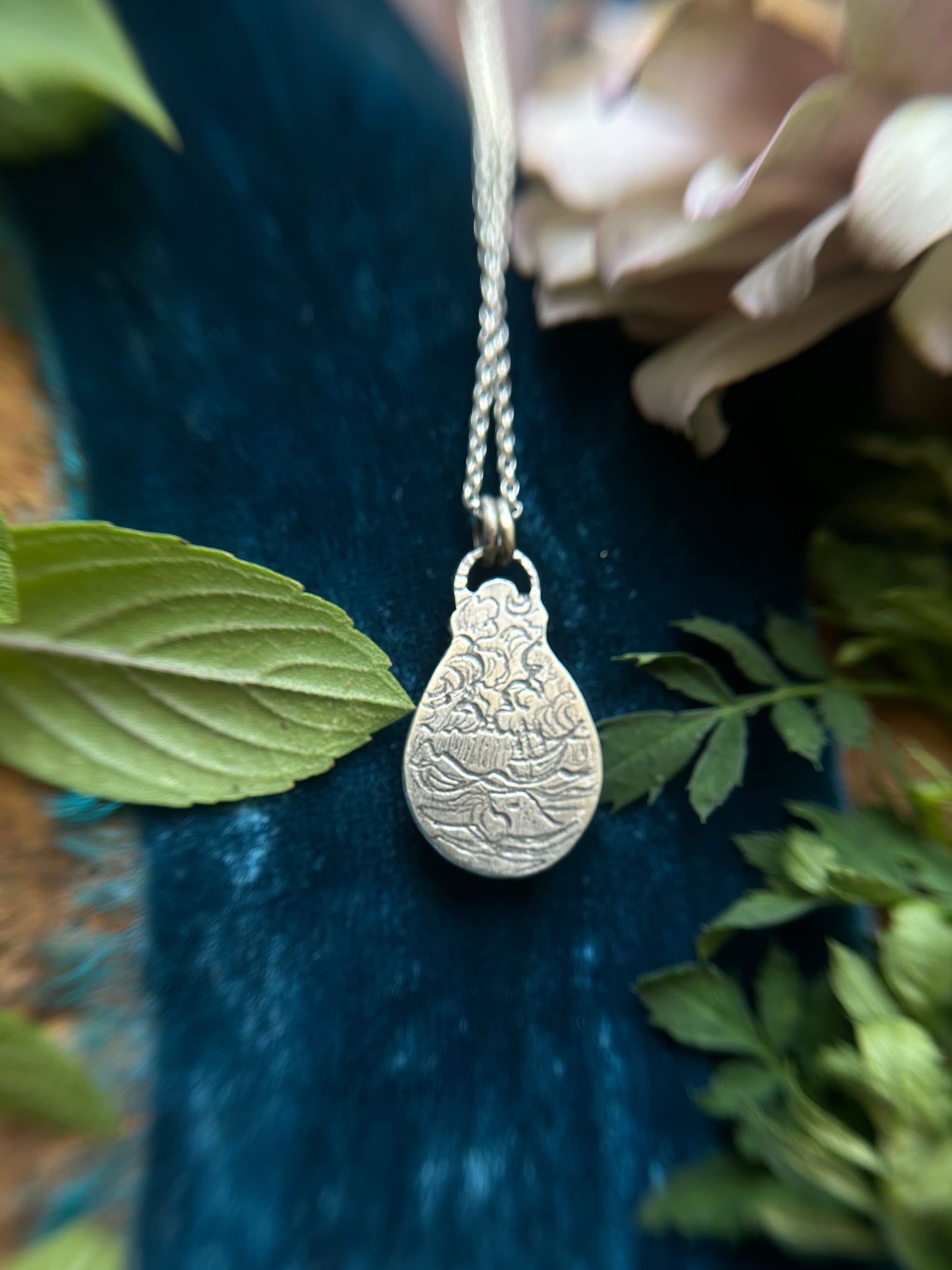 Sailing Ship through the Tempest - portrait cut quartz with grey moonstone- sterling silver jewelry