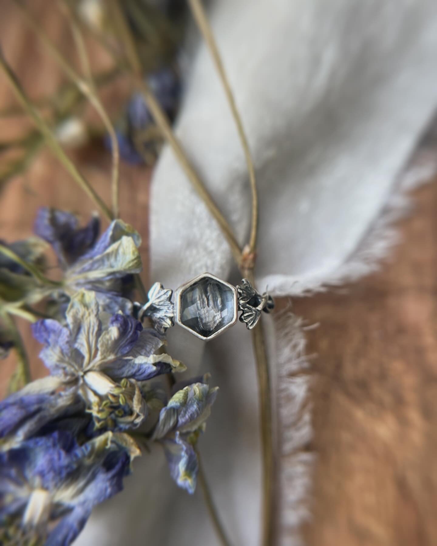 Rabbit in the Ivy Garden ring- sterling silver finished to ring size