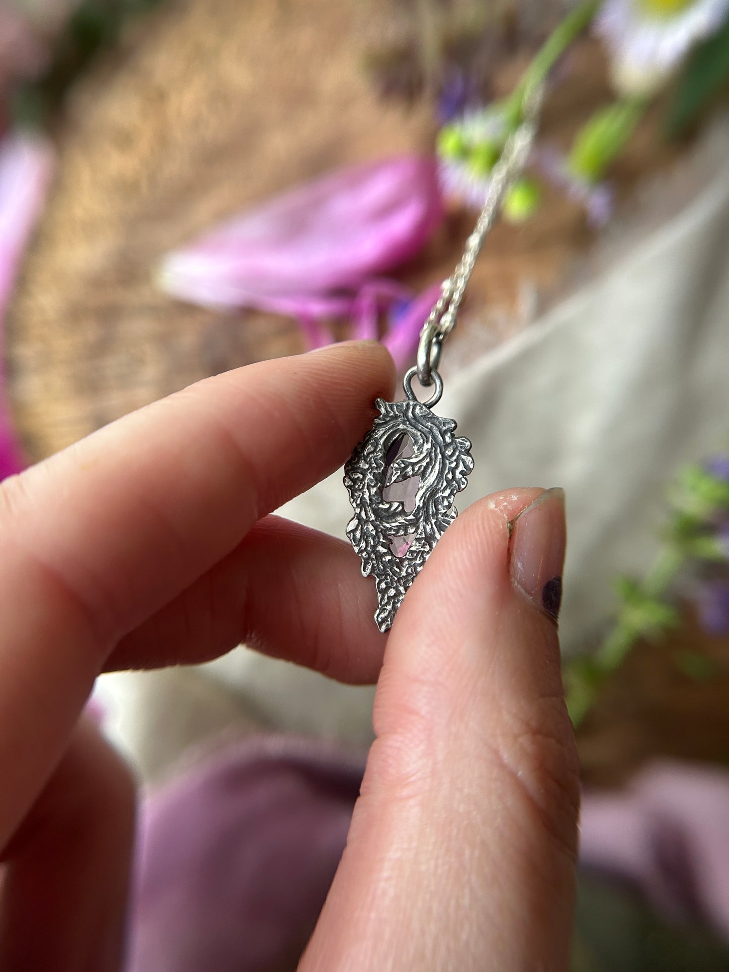 Amethyst Wisteria Necklace- sterling silver jewelry