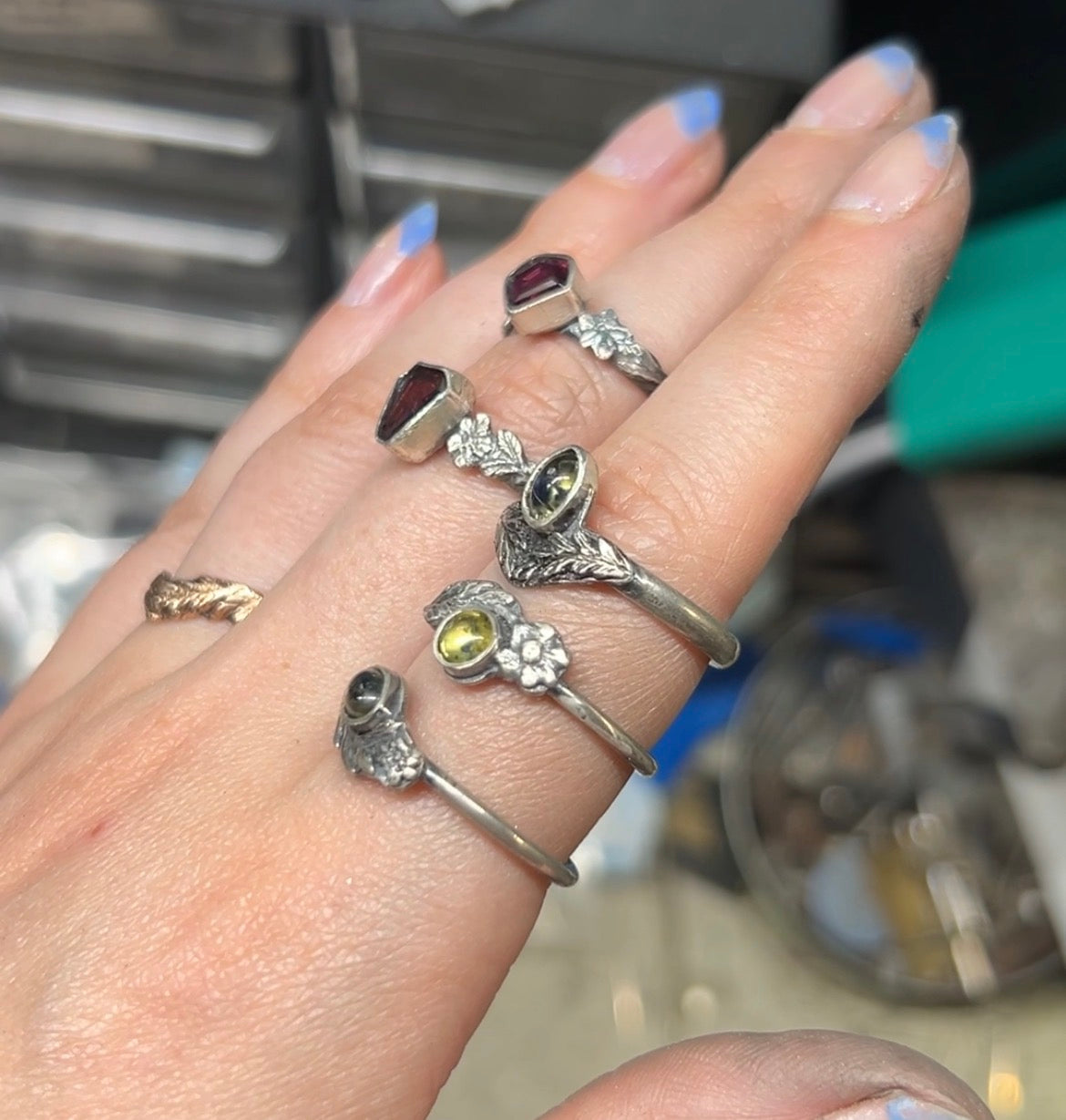 Reserved- ruby strawberry ring- Sterling silver