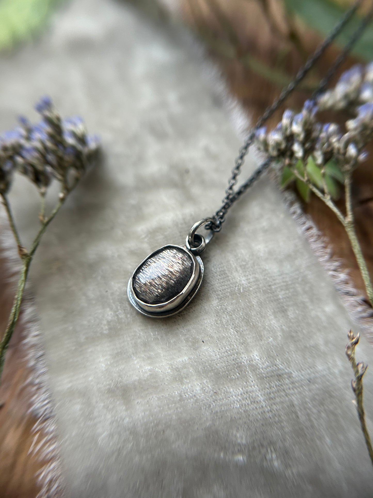 Mournful Orca with Black Moonstone Necklace- sterling silver jewelry