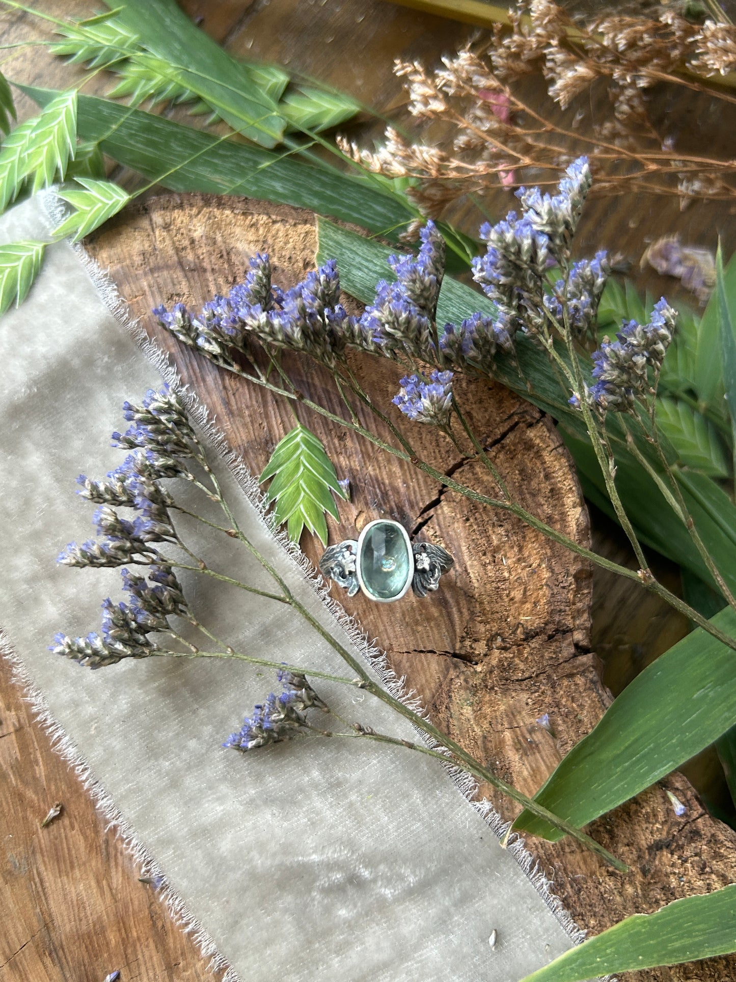 Song of the Sea Aquamarine ring- sterling silver jewelry