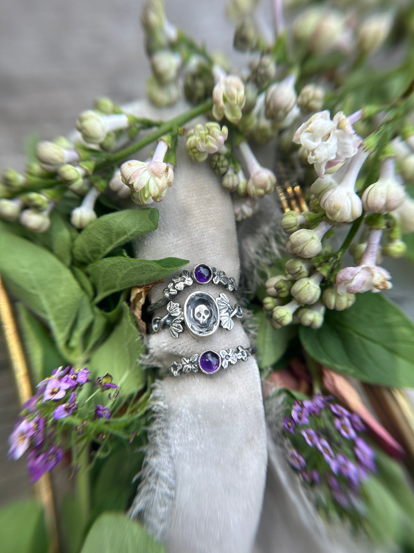 Lilac Stacker Ring-amethyst, Iolite, or alexandrite- Sterling silver jewelry