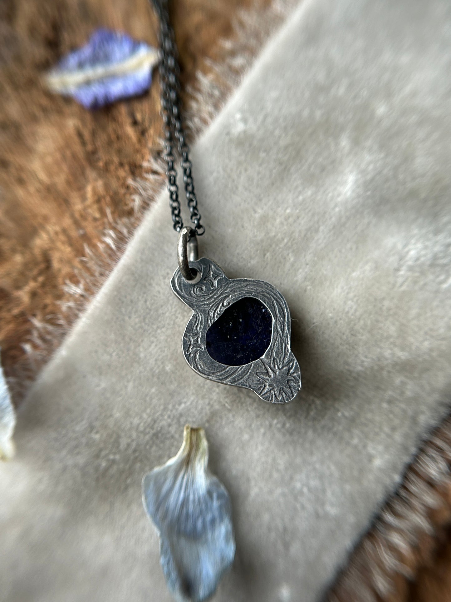 Iolite Moon and Star Necklace- sterling silver jewelry