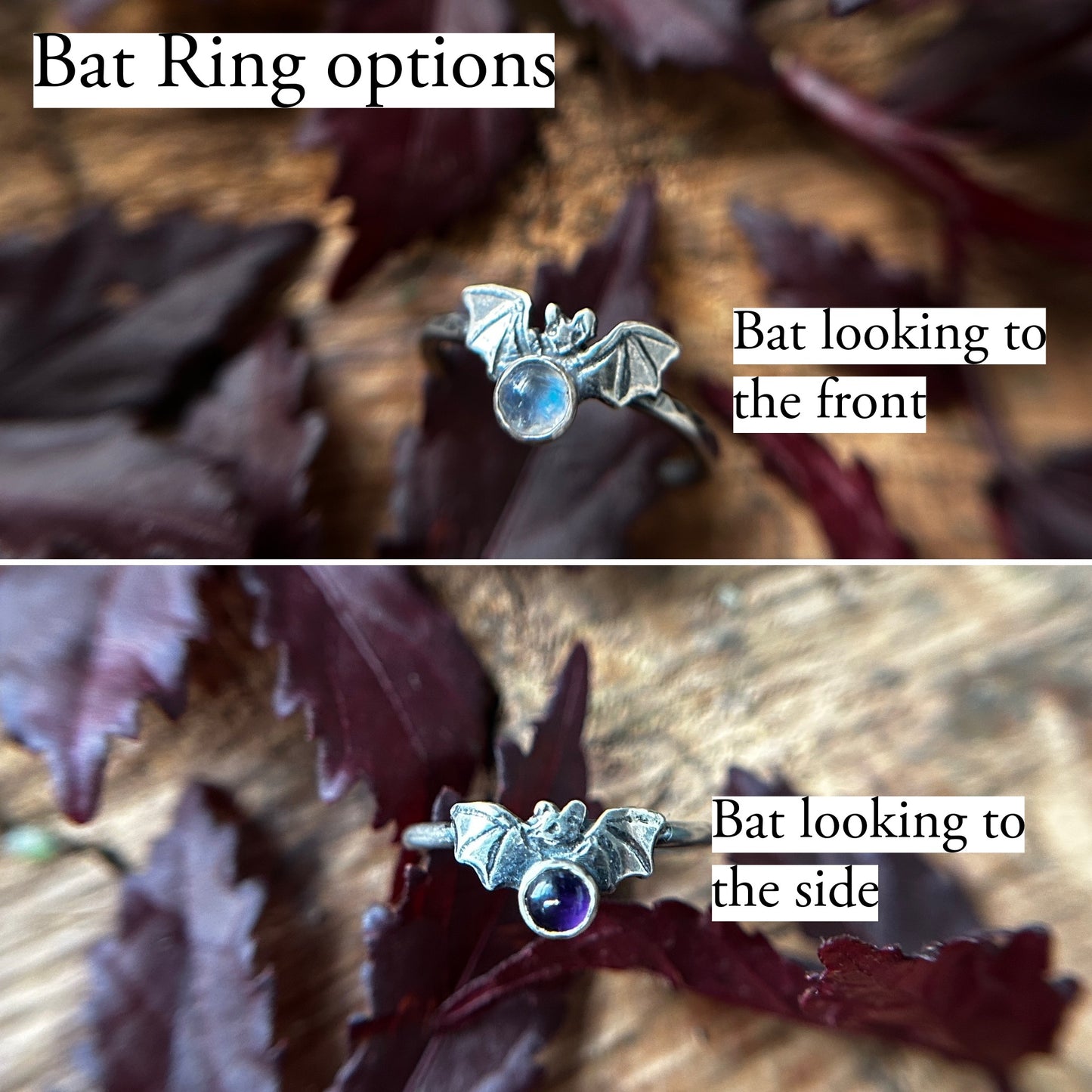Ready to ship bat ring- assortment of sizes and gemstone jewelry