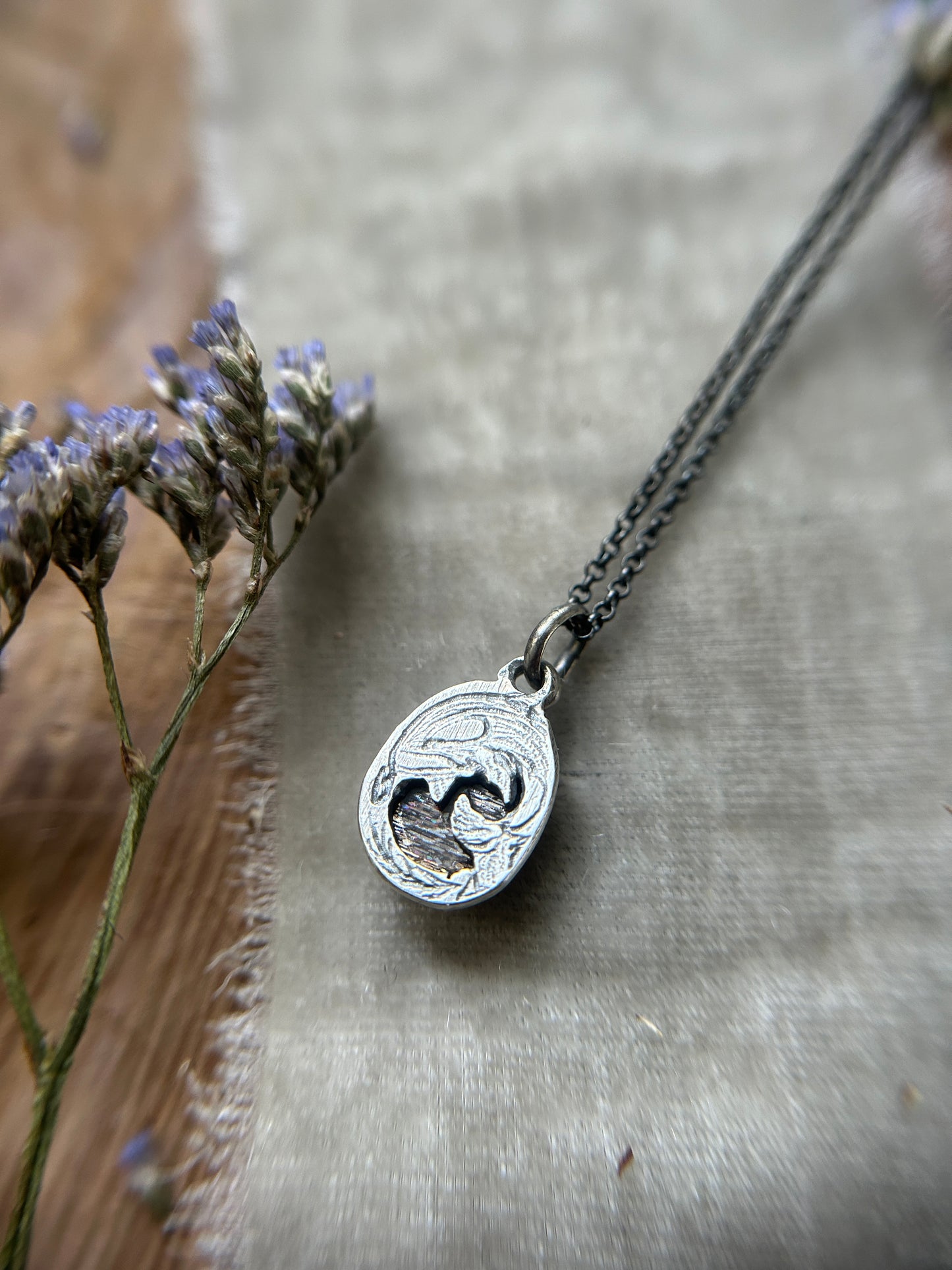 Mournful Orca with Black Moonstone Necklace- sterling silver jewelry