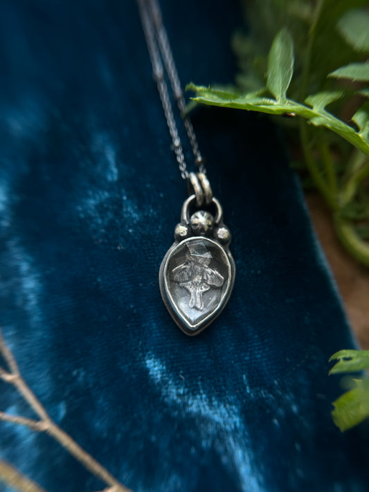 Luna Moth under Green Amethyst Necklace- Sterling silver jewelry