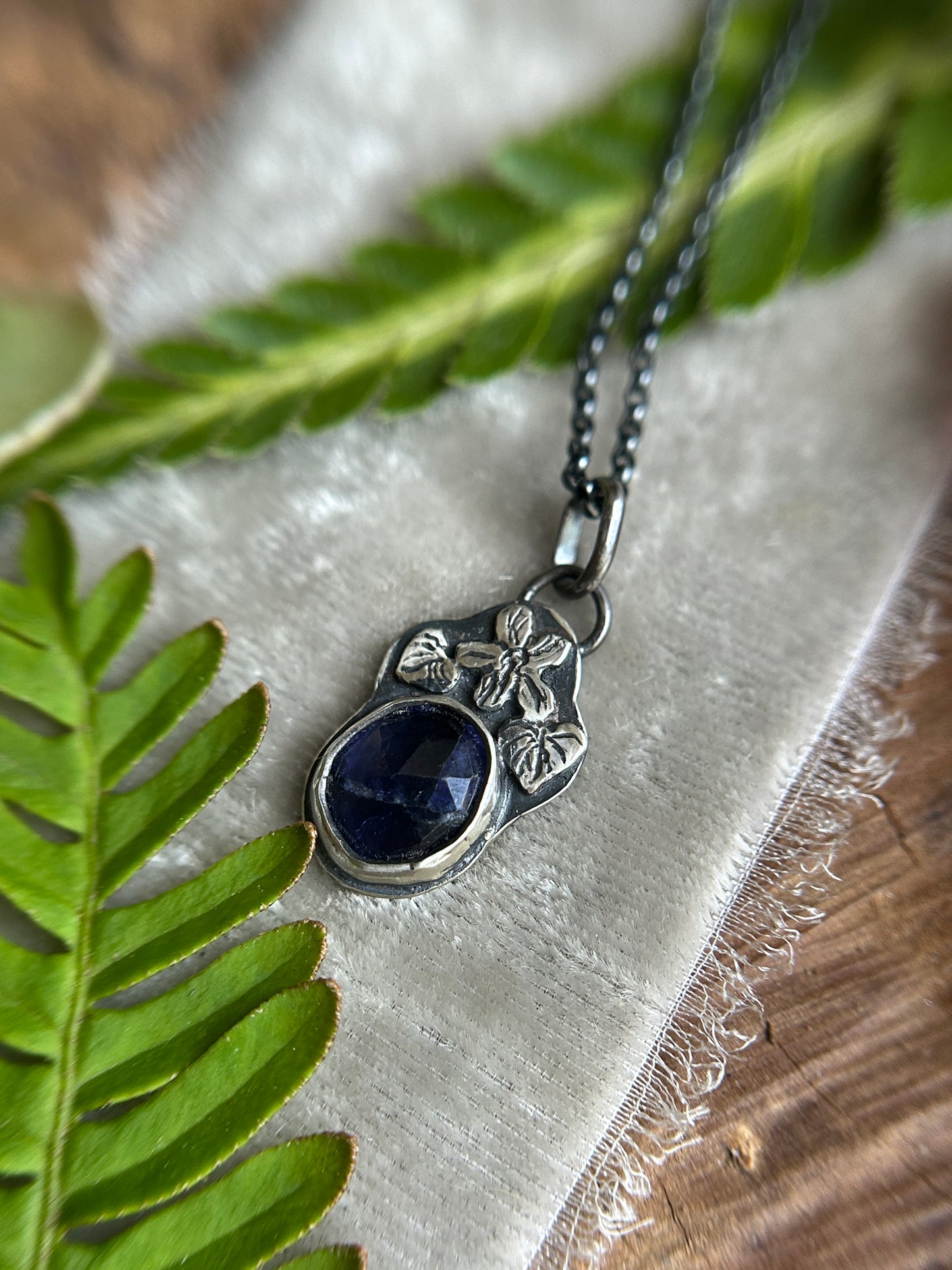 Iolite wild violet necklace-Sterling silver jewelry