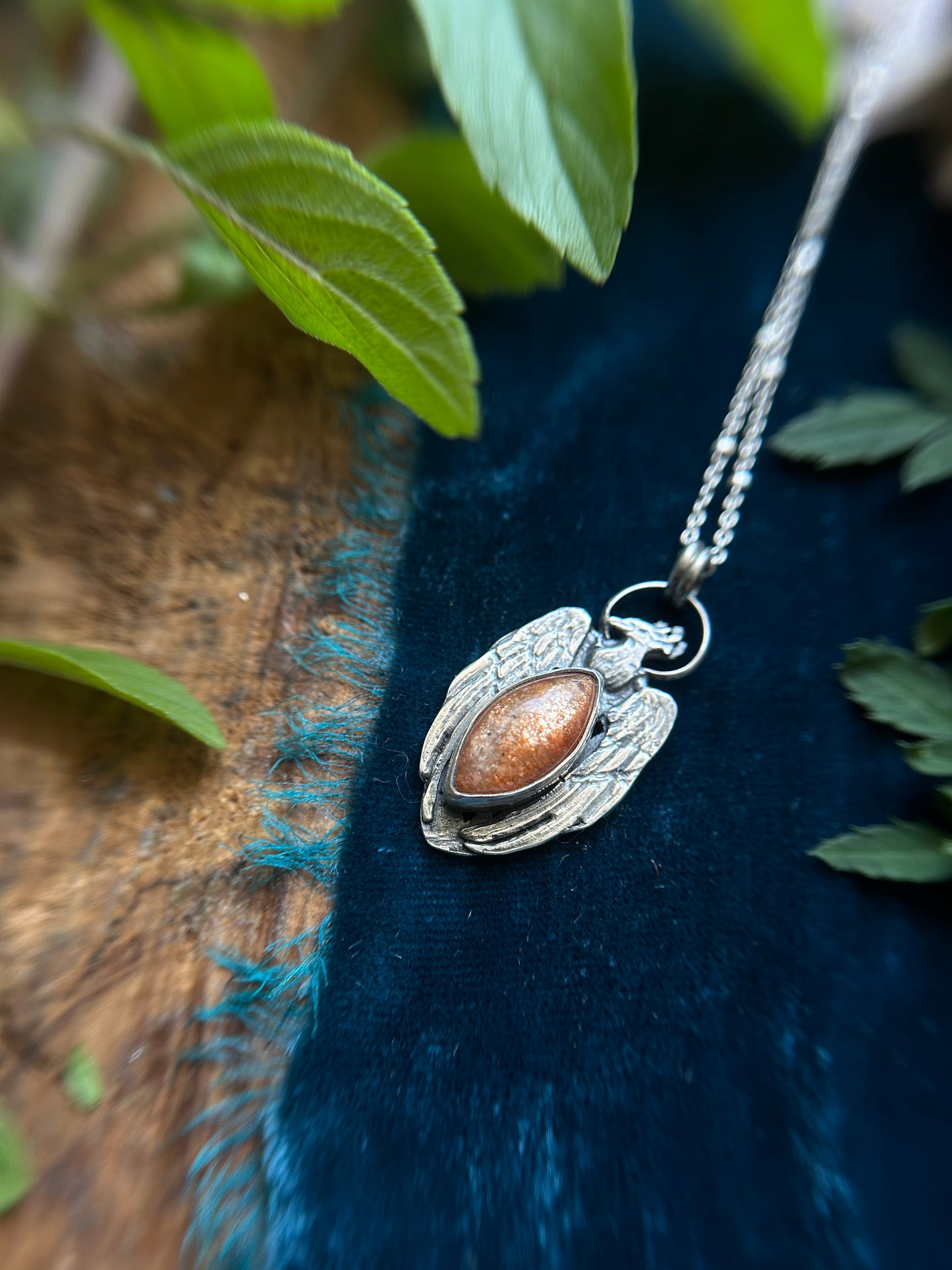 Phoenix Sunstone Necklace- sterling silver jewelry