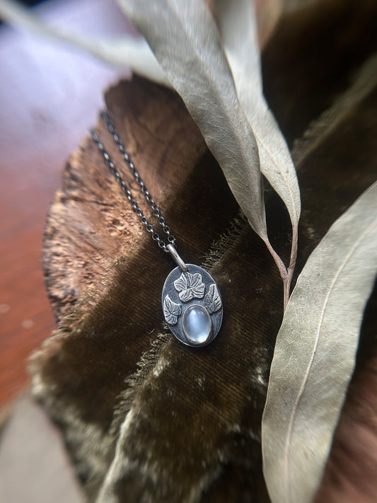 Moonstone Moonflower Necklace- sterling silver jewelry