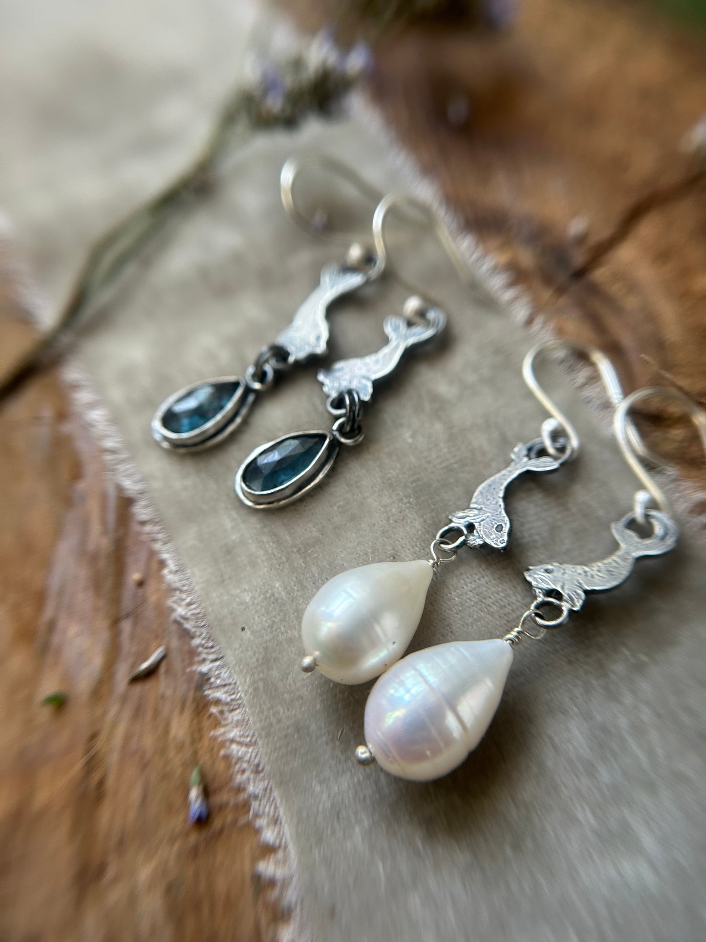 Selkie Seal Earrings choice of gem- sterling silver jewelry
