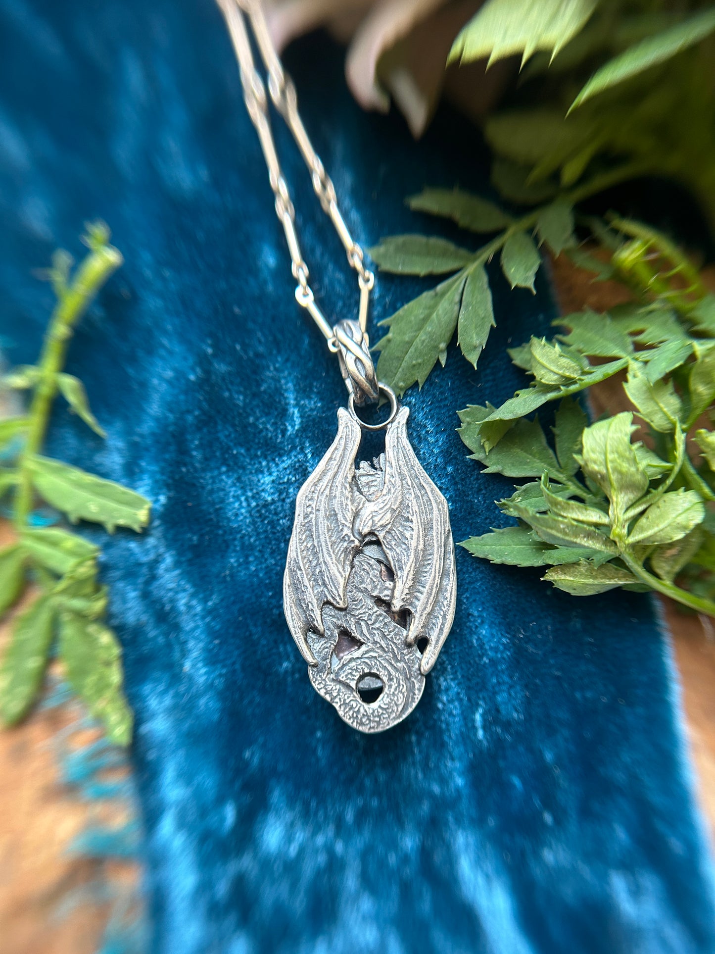 Dragon Necklace with Lepidolite- choice of small or large dragon- sterling silver jewelry