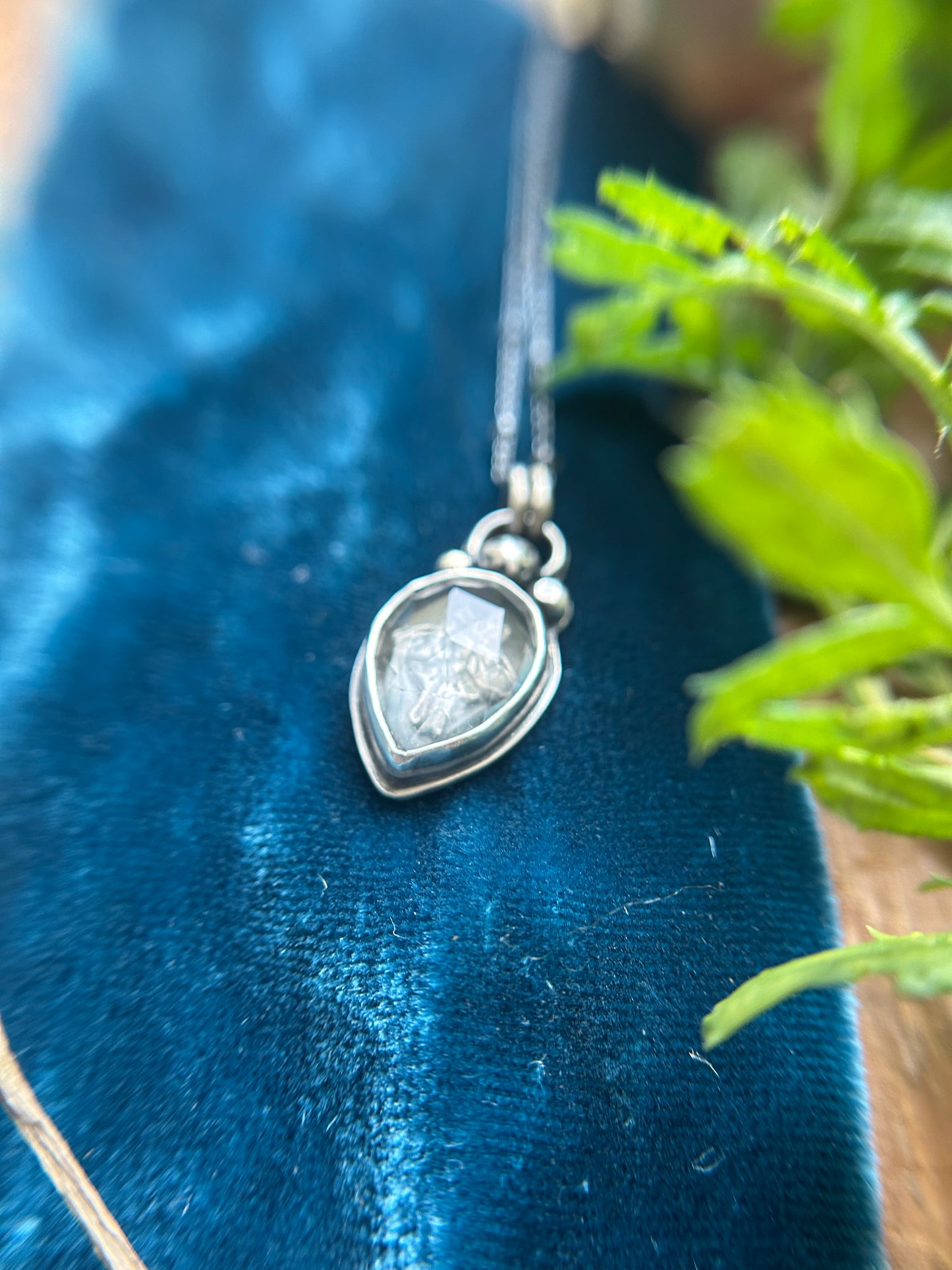 Luna Moth under Green Amethyst Necklace- Sterling silver jewelry