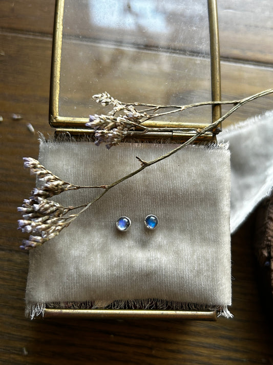 Everyday gemstone post earrings- choice of gemstone Sterling silver jewelry