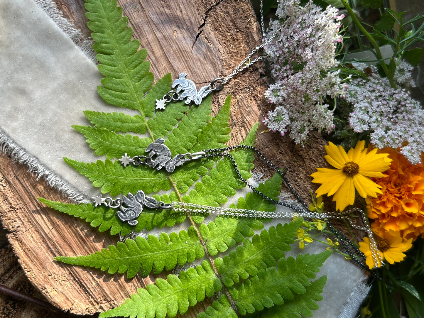 Star bunny necklace preorder- sterling silver handmade rabbit jewelry