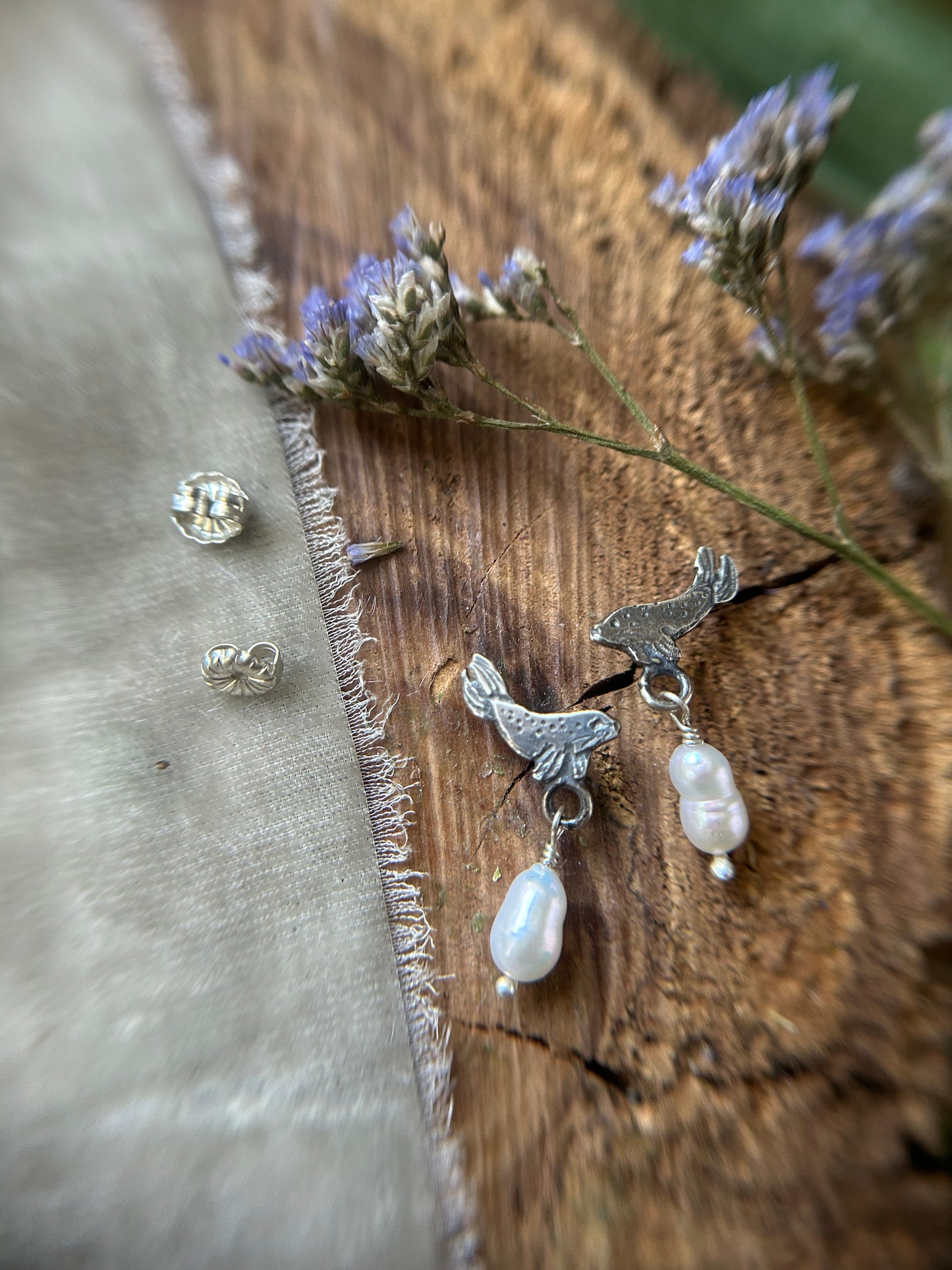 Mini Selkie Seal Post Earrings- sterling silver jewelry