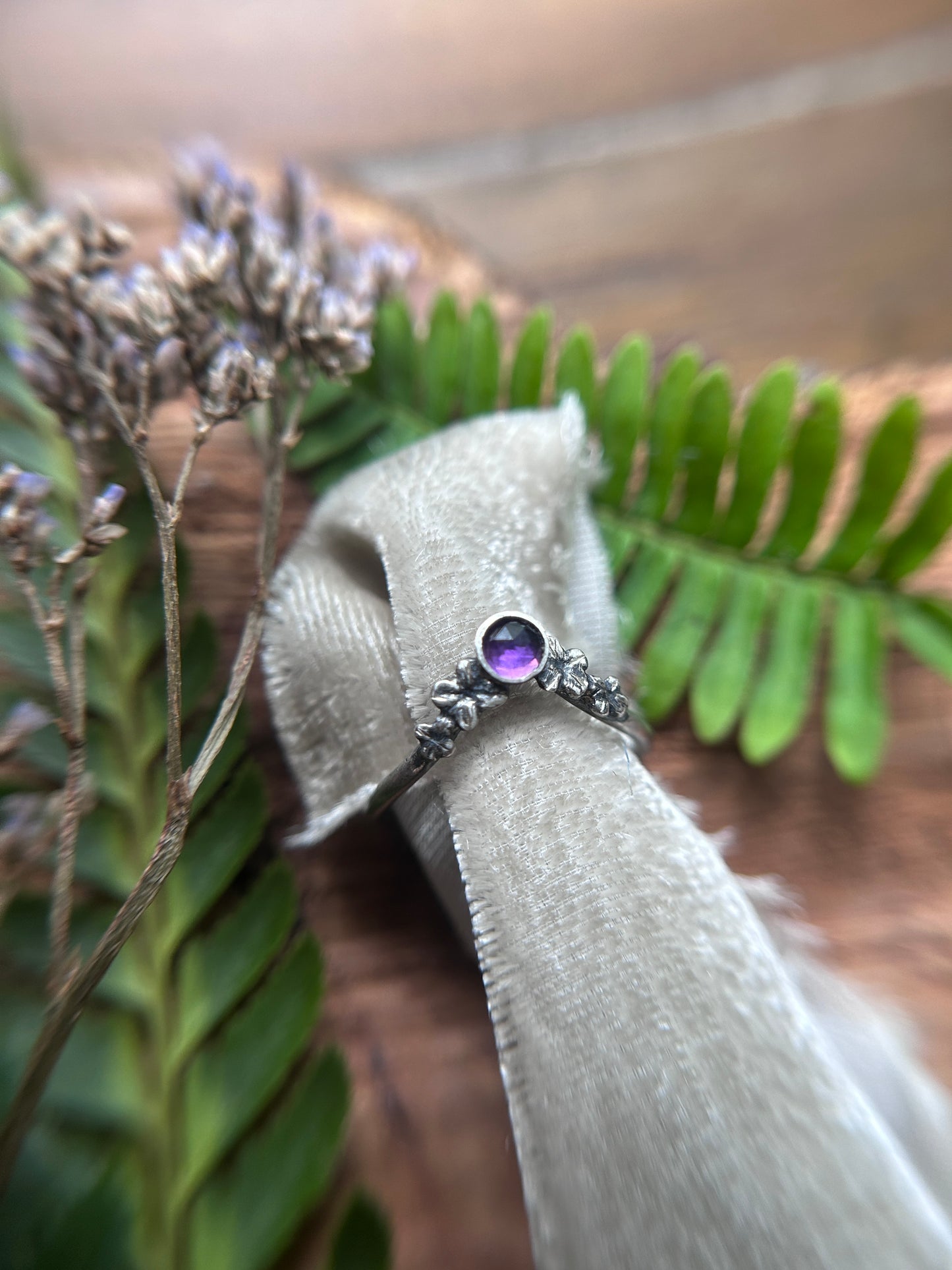 Lilac Stacker Ring-amethyst, Iolite, or alexandrite- Sterling silver jewelry