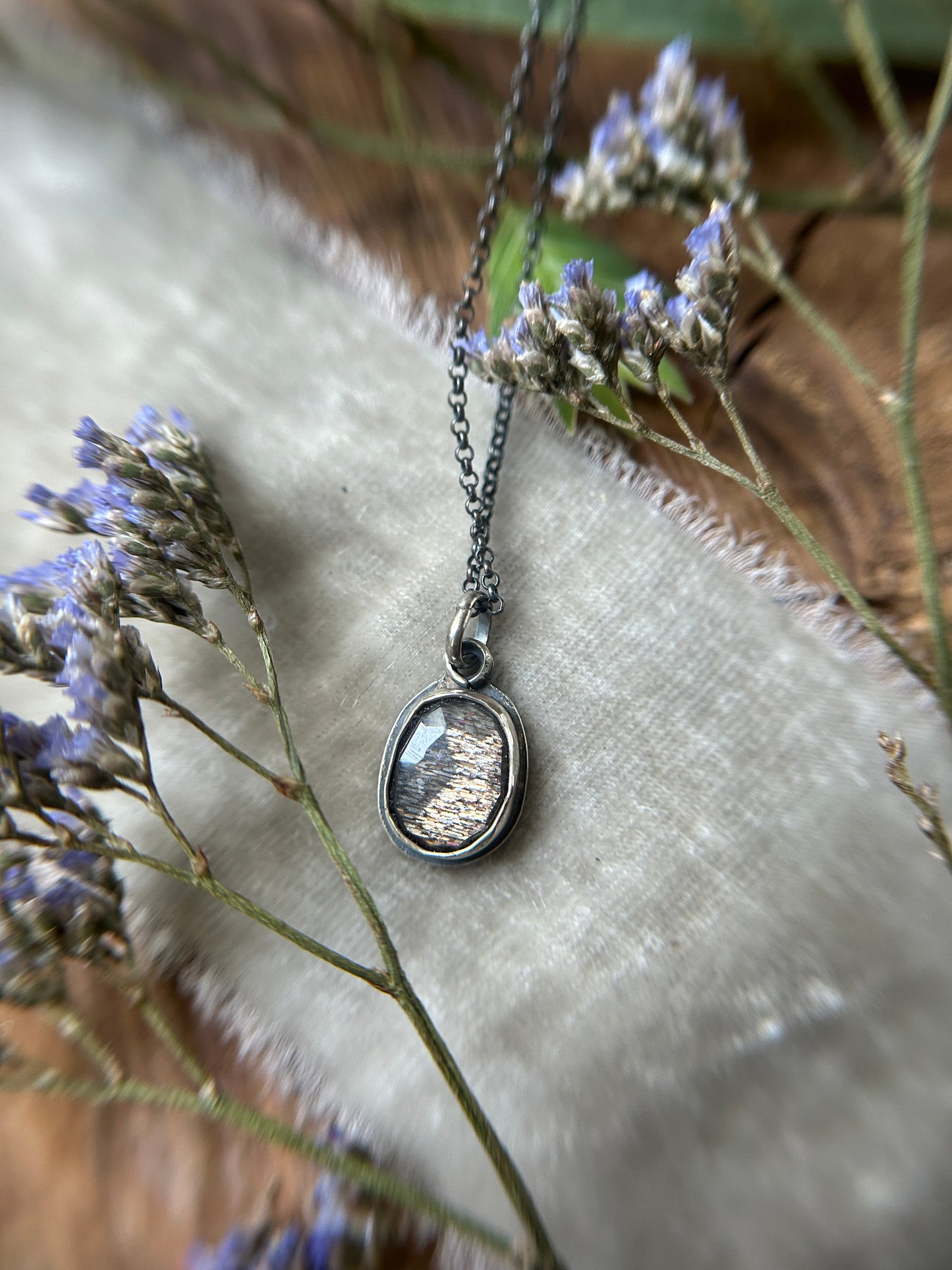 Mournful Orca with Black Moonstone Necklace- sterling silver jewelry