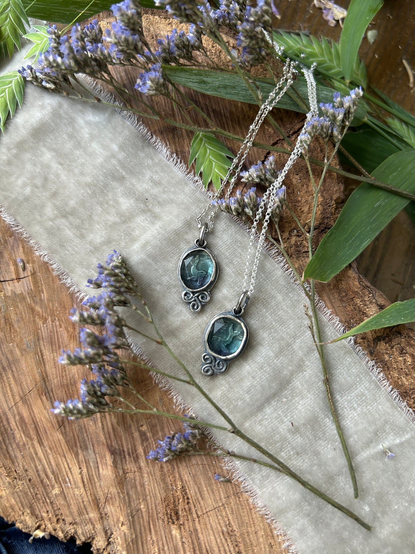 Fluorite Selkie Seal Necklace- sterling silver metalsmith made jewelry