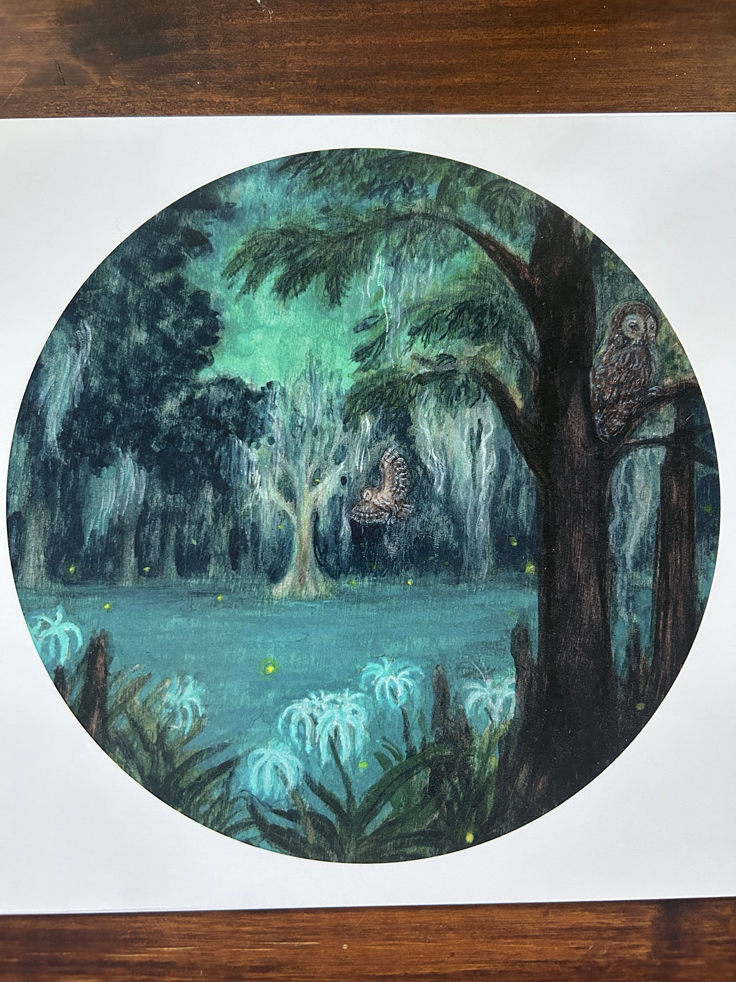 Night Ghosts of the Swamp- Art print of watercolor swamp scene