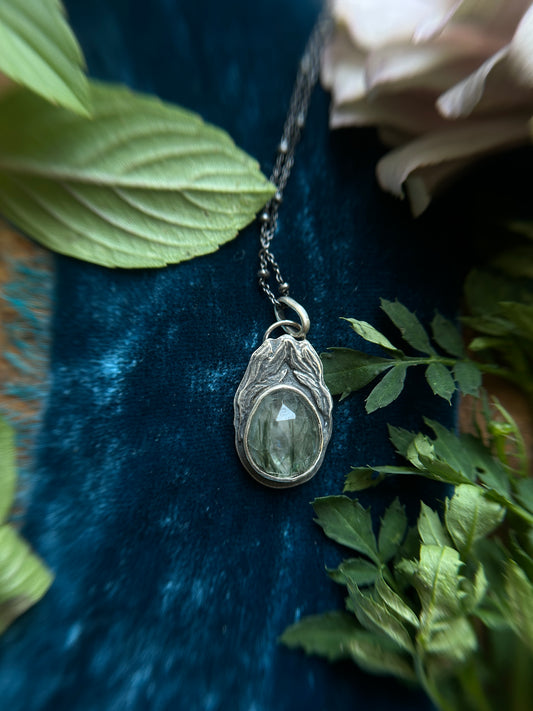Kelpie Green Rutilated Quartz Necklace- sterling silver jewelry