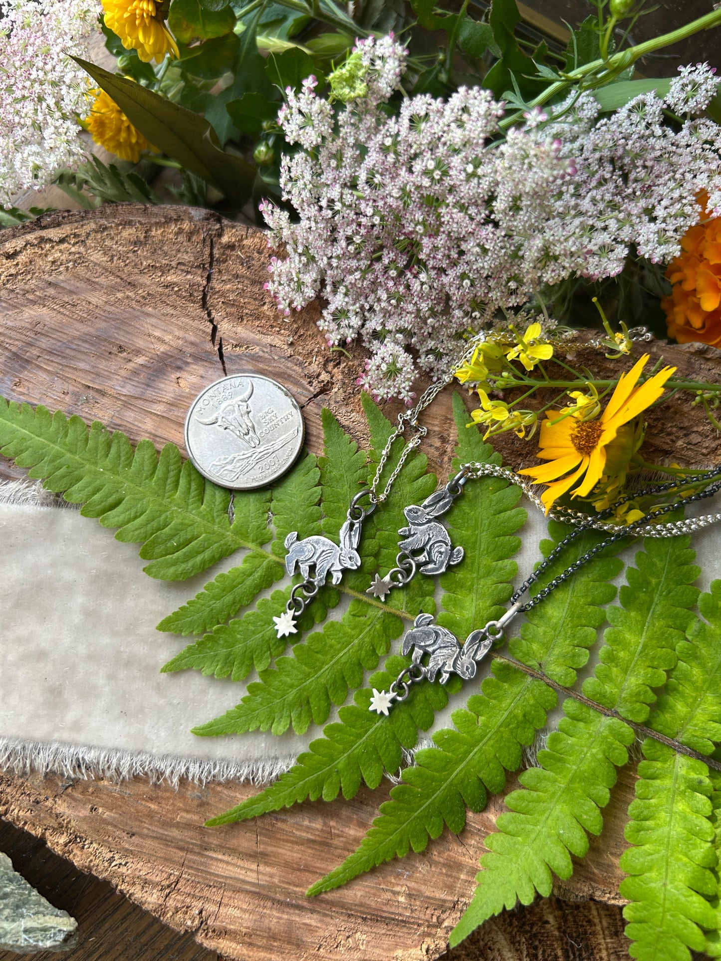 Star bunny necklace preorder- sterling silver handmade rabbit jewelry