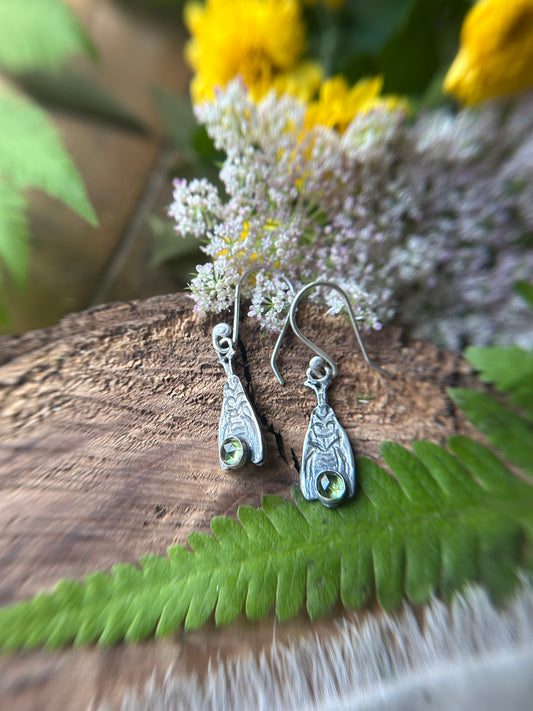 Mini Firefly Earrings- peridot and sterling silver jewelry ready to ship