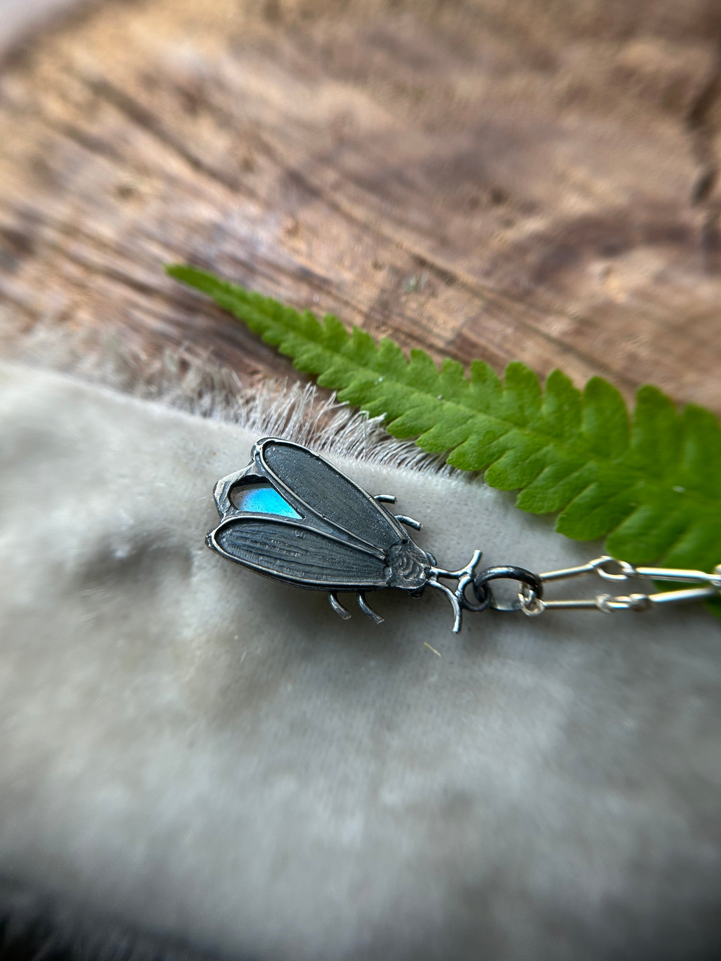 Firefly necklaces- moonstone or peridot-sterling silver handmade jewelry