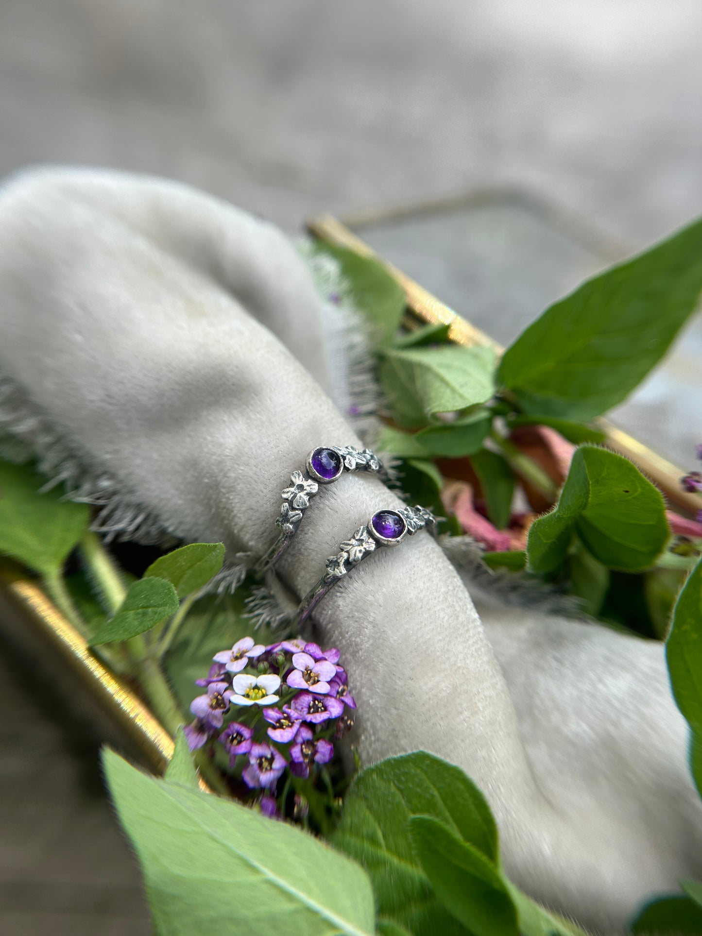 Lilac Stacker Ring-amethyst, Iolite, or alexandrite- Sterling silver jewelry