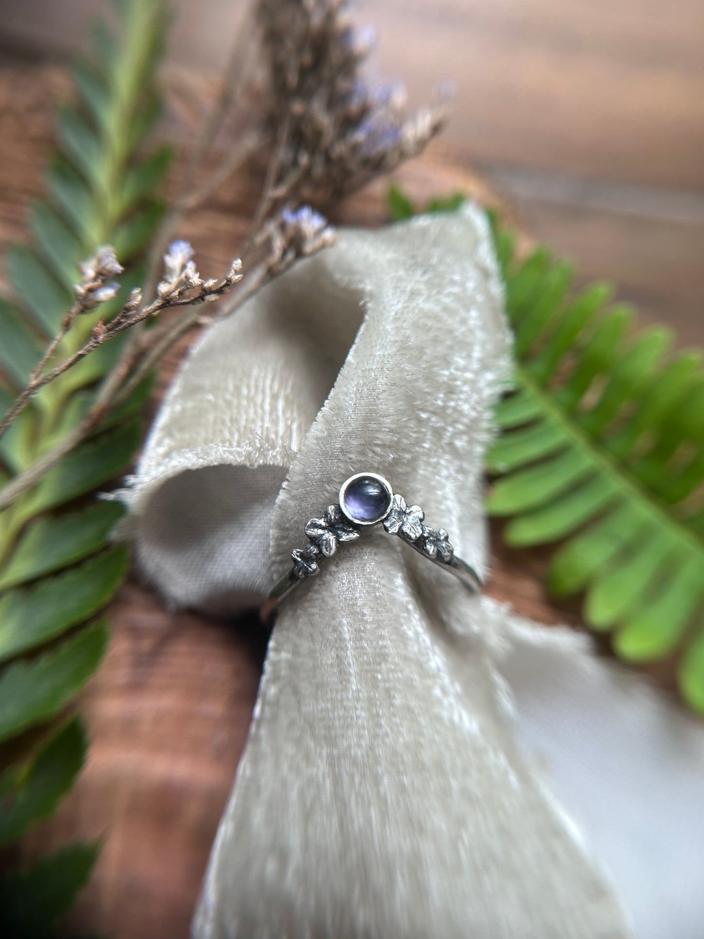 Lilac Stacker Ring-amethyst, Iolite, or alexandrite- Sterling silver jewelry
