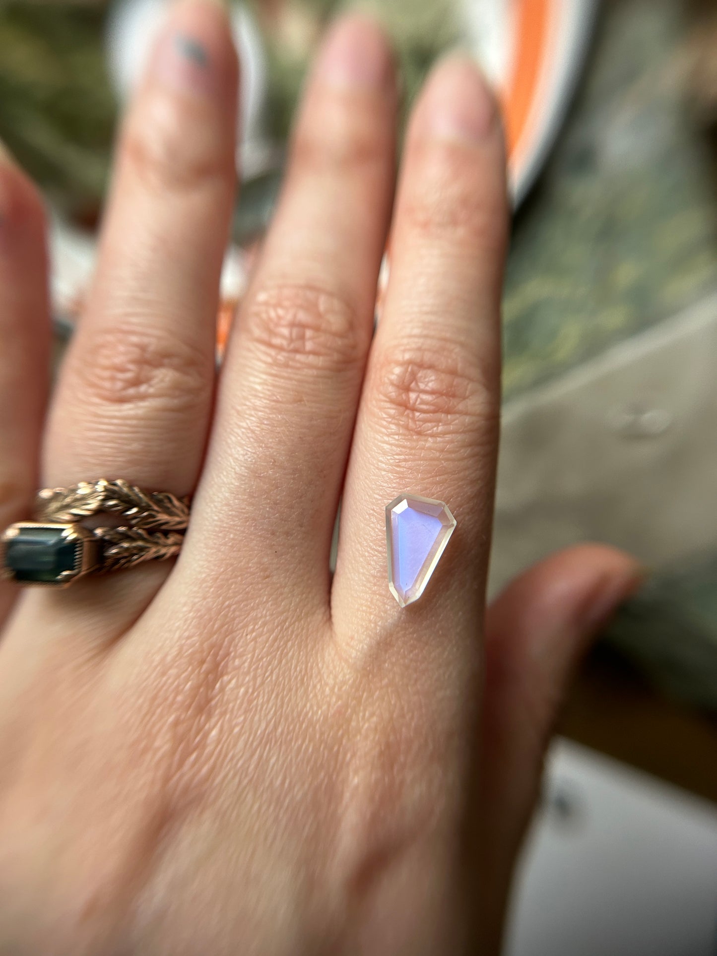 Reserved MADE TO ORDER- rainbow moonstone portrait cut skull or rabbit ring with choice of plant options- sterling silver