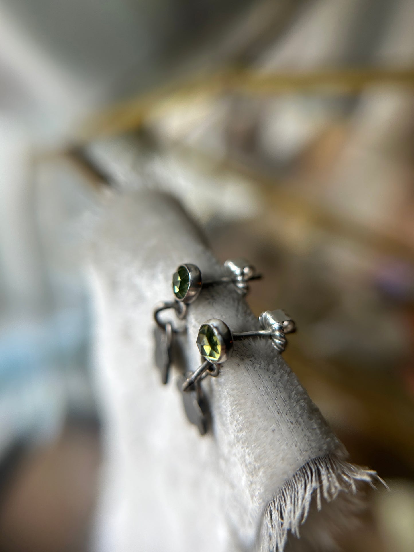 Ivy Earrings in moss agate or peridot- sterling silver