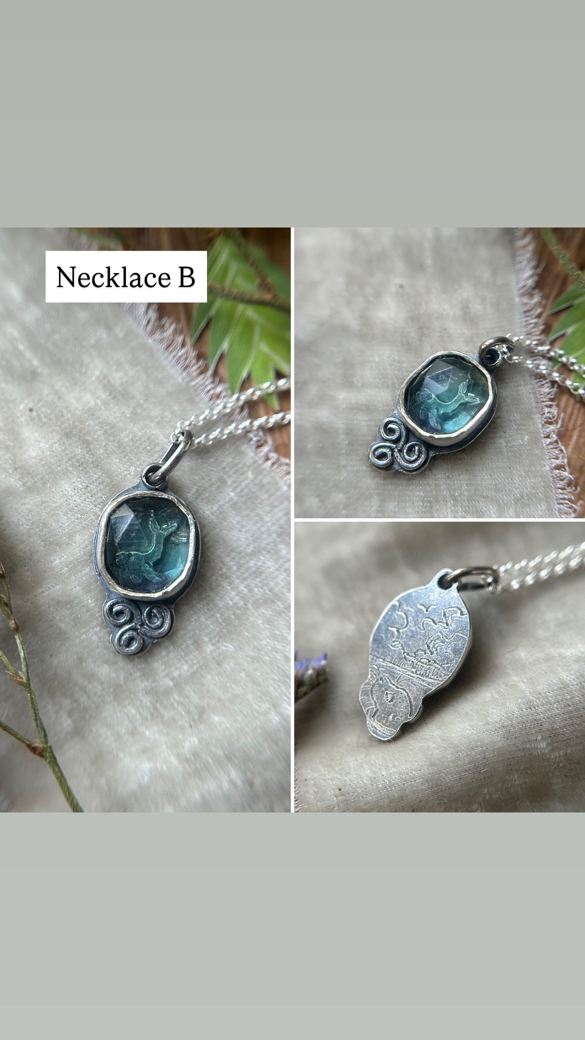 Fluorite Selkie Seal Necklace- sterling silver metalsmith made jewelry