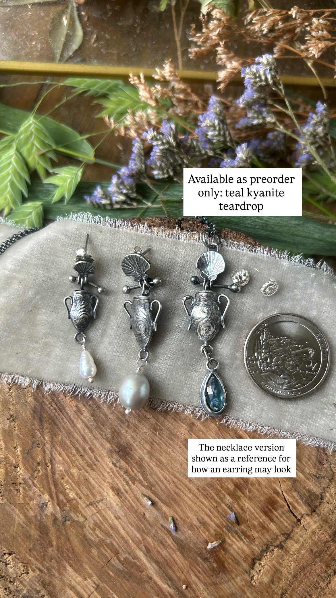 Urn of the Sea Earrings- baroque pearl drop sterling silver jewelry