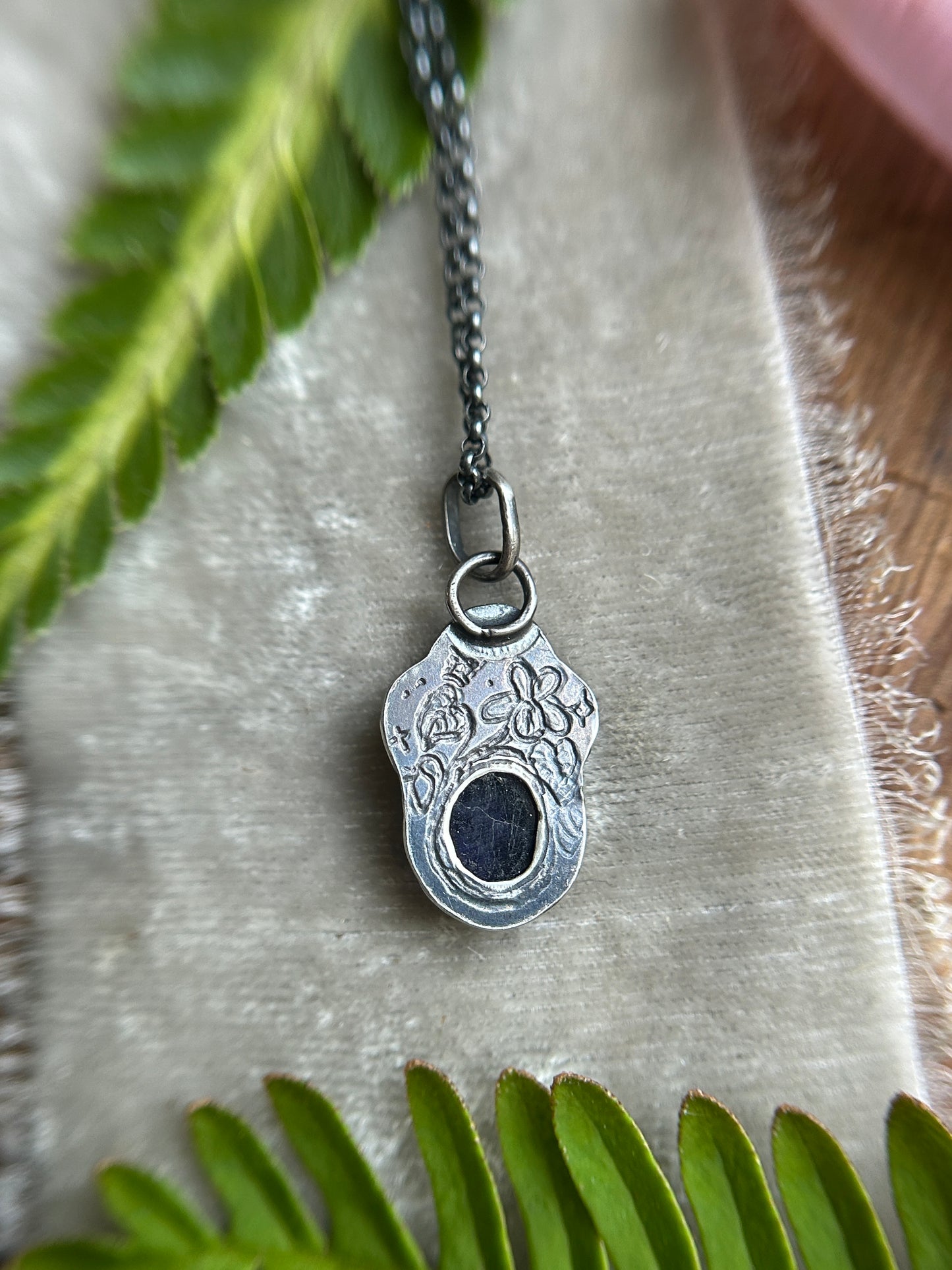 Iolite wild violet necklace-Sterling silver jewelry