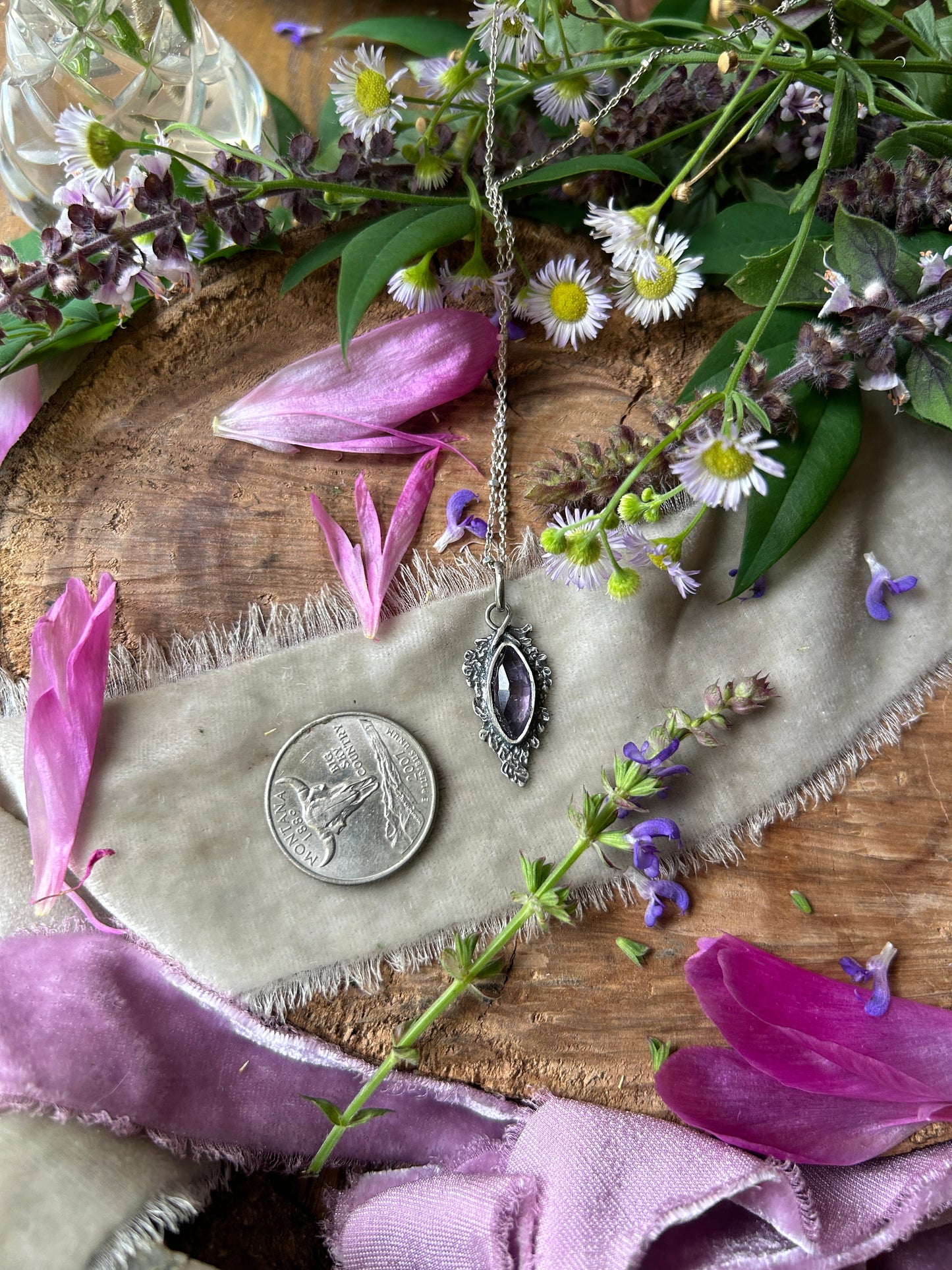 Amethyst Wisteria Necklace- sterling silver jewelry