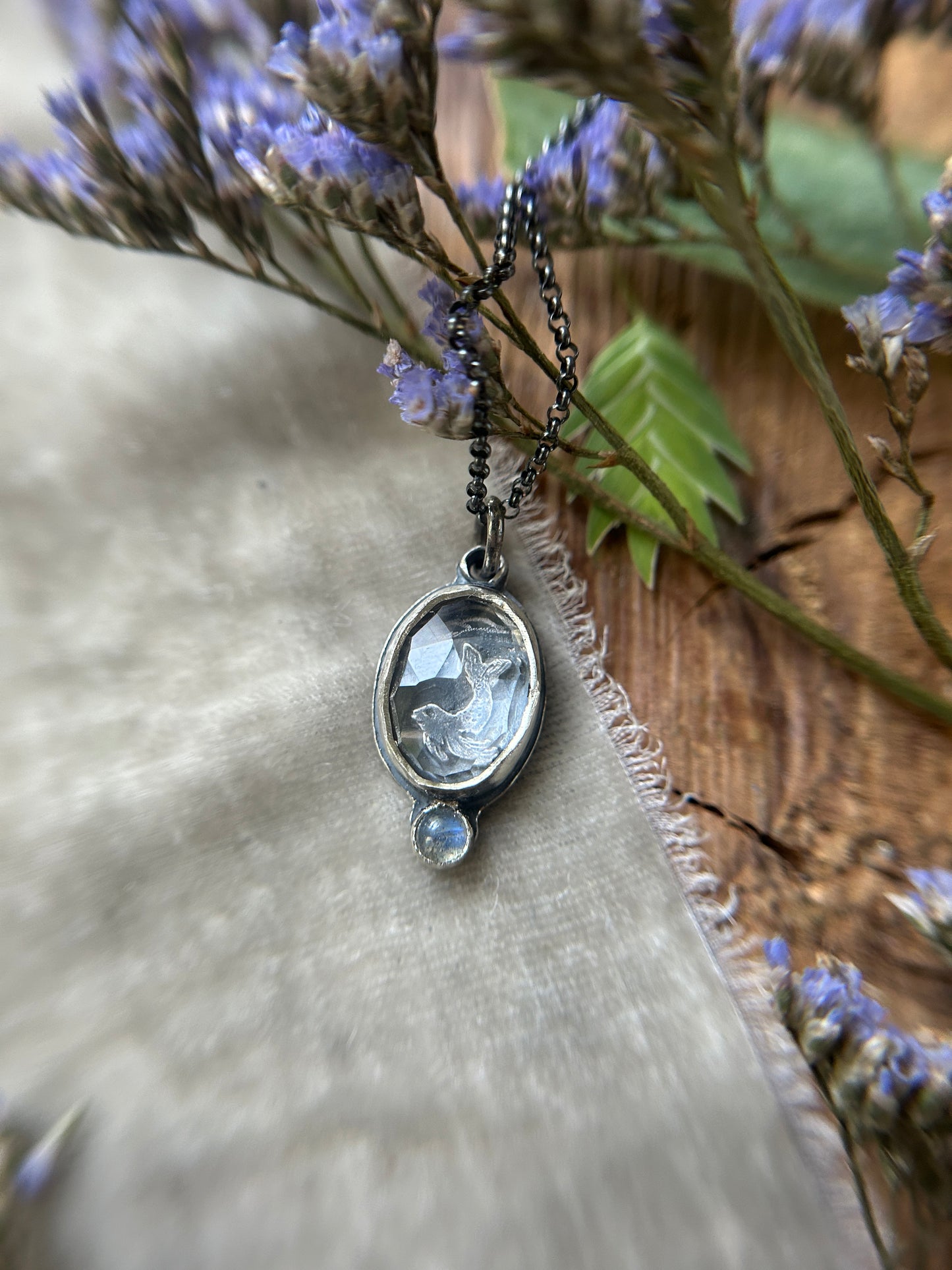 Selkie Seal under Clear Quartz Necklace- sterling silver jewelry