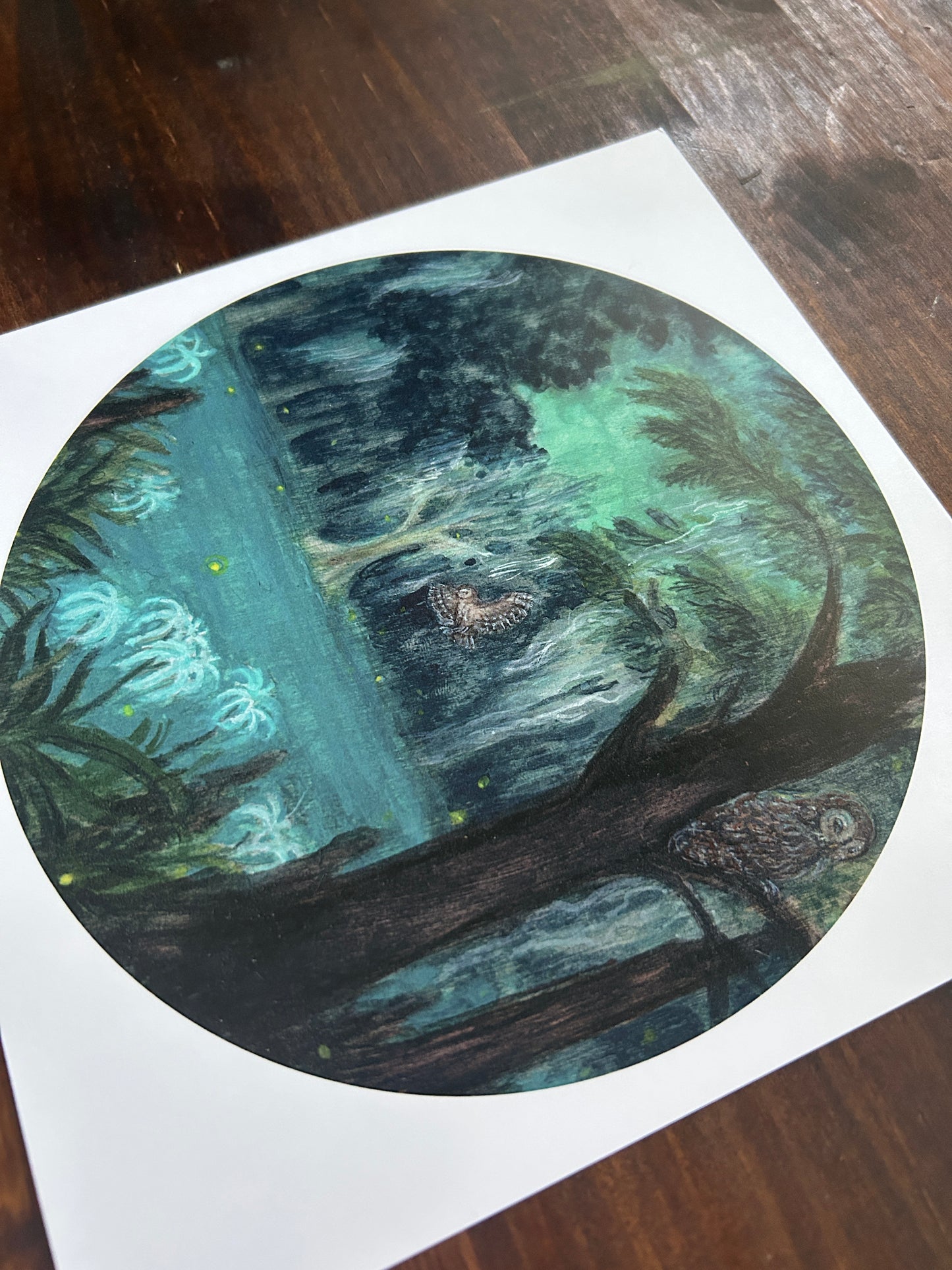 Night Ghosts of the Swamp- Art print of watercolor swamp scene