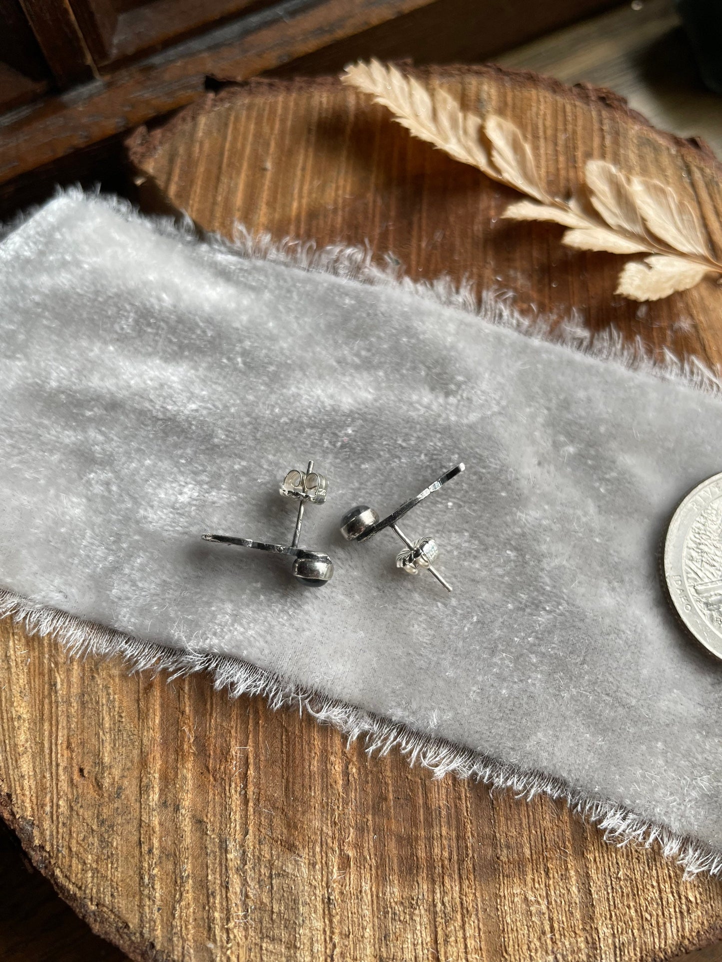 Mushroom climber earrings labradorite sterling silver with choice of gemstone- metalsmith made